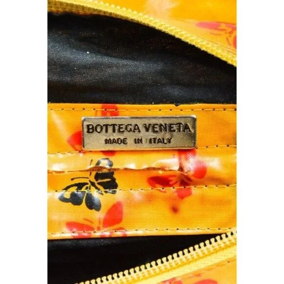 Bottega Veneta Vintage HOBO Red And Black Butterfly Print On Yellow